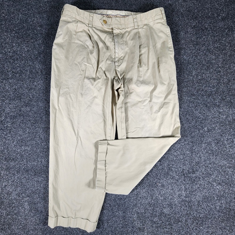 Bill's Khakis Chino Pants Men 38x26 Beige Pleated Cuffed Classic M2P Made USA - Picture 1 of 16